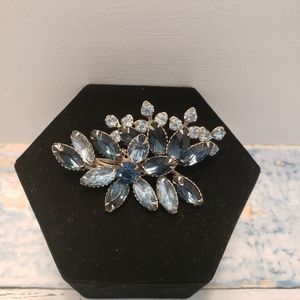 Vintage Blue Rhinestone Brooch